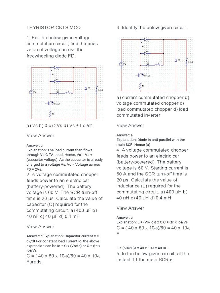 Thyristor Ckt Mcqs Electricity Electromagnetism