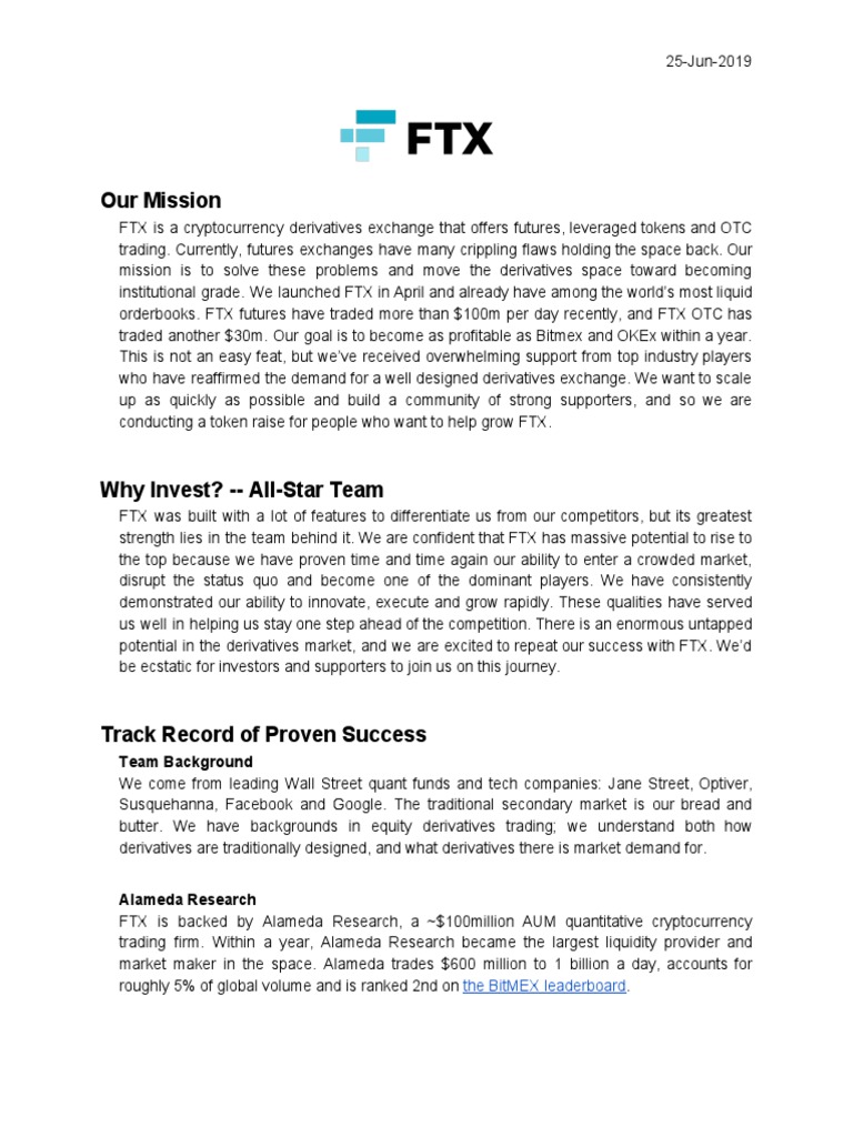 FTT Whitepaper (Full) June 25 | PDF | Futures Contract | Margin (Finance)