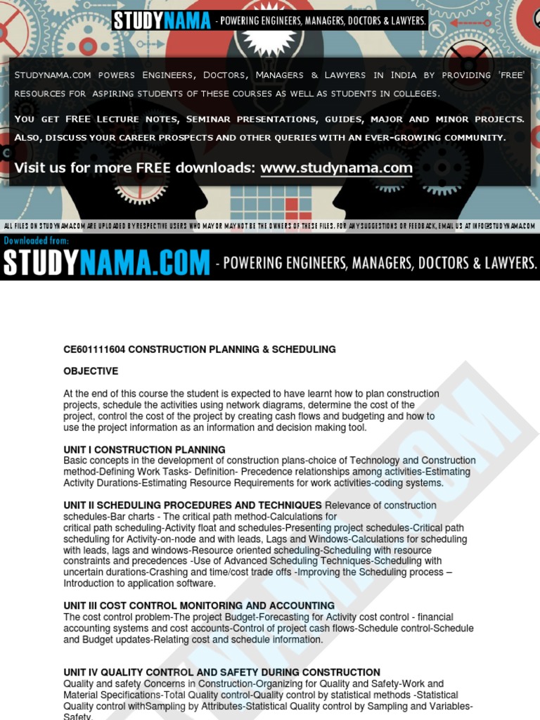 Construction Planning & Scheduling Guide | PDF | Bookkeeping | Debits ...