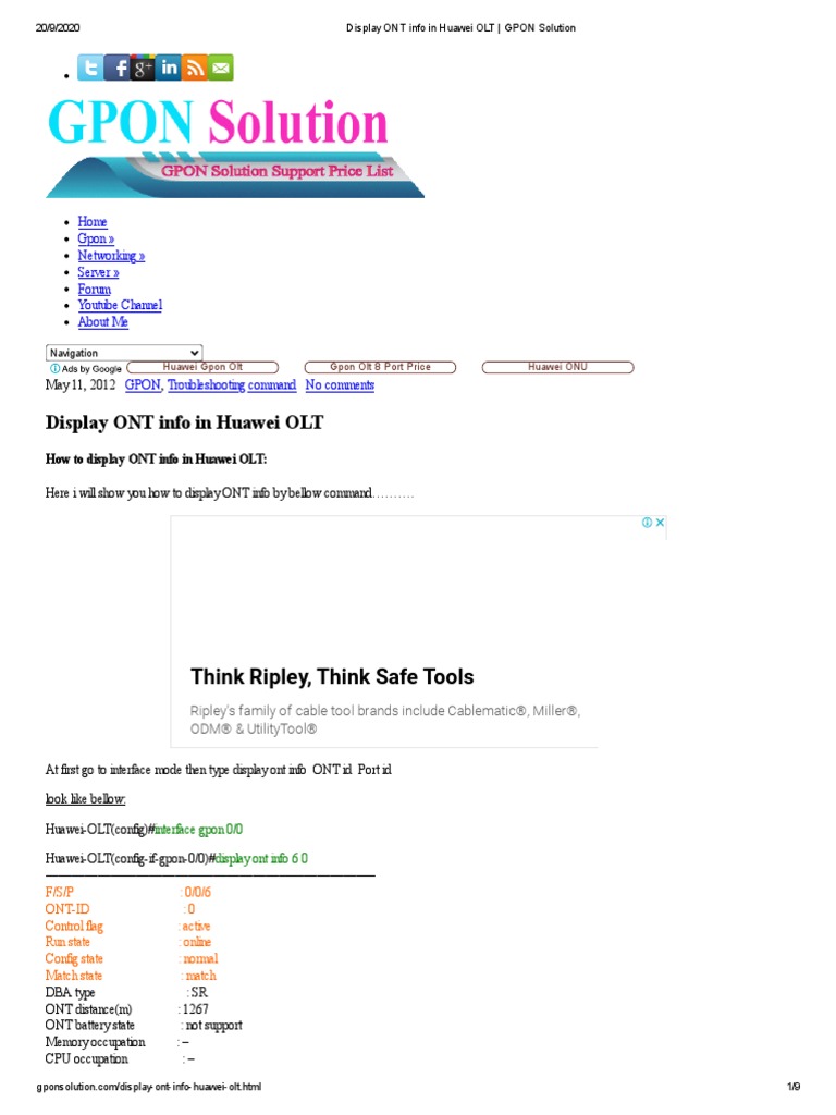 Display Ont Info In Huawei Olt Gpon Solution Pdf Networks Media