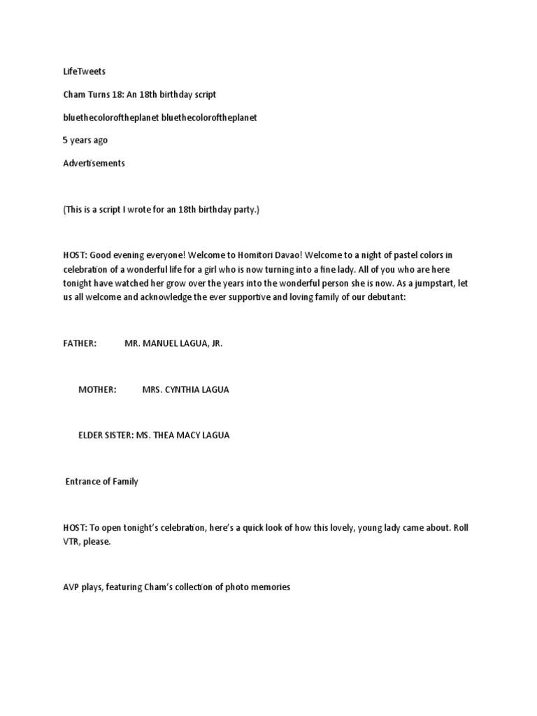 Chantal Debut Script | PDF