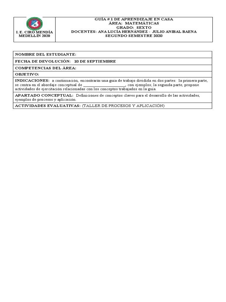 Formato Para La Elaboración De Guías De Trabajo Para Estudiantes Pdf