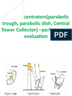Solar Concentrators (Parabolic Trough, Parabolic Dish, Central