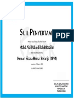 Ijil Enyertaan: Mohd Aidil Ubaidillah B Razilan Hemah Bicara Hemat Belanja (KPM)
