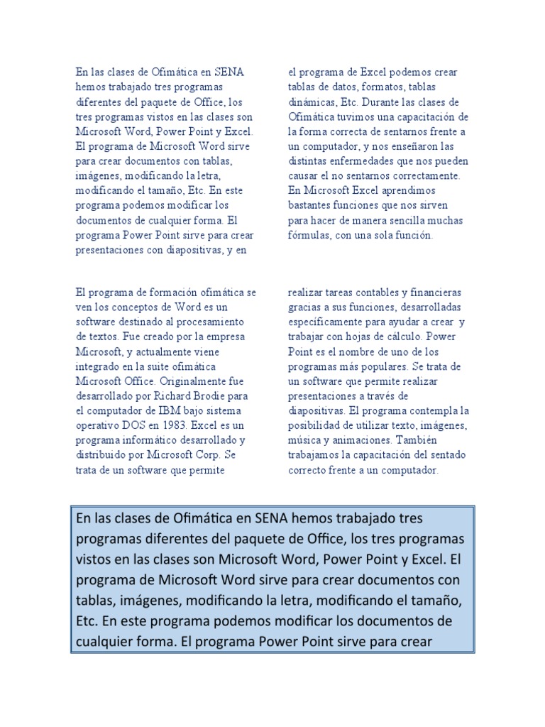 Clases de Ofimática en SENA: Word, Excel y PowerPoint | PDF | Microsoft ...