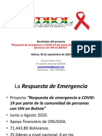 Resultados Proyecto Respuesta de Emergencia A COVID19 Por Parte de PVVS Bolivia