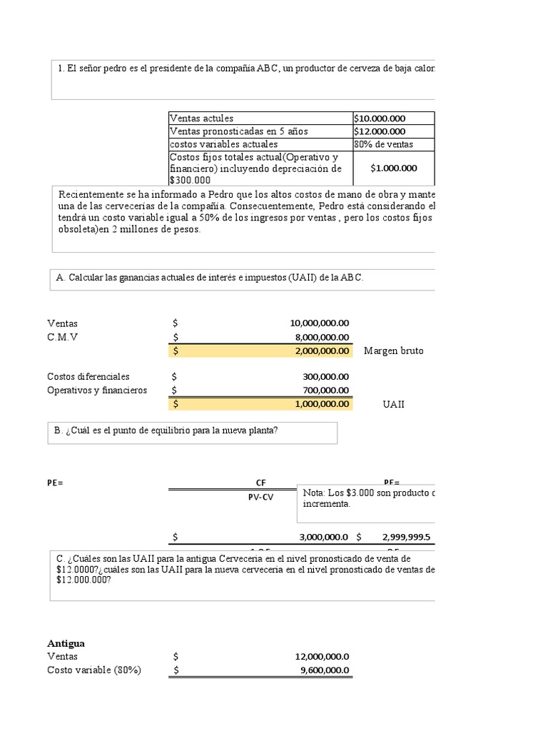 EJERCICIOS | PDF | Apalancamiento (Finanzas) | Margen bruto