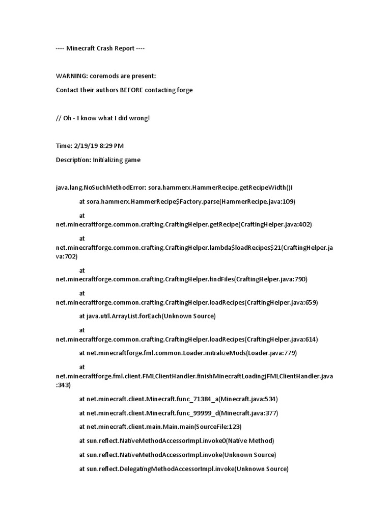 Minecraft Crash Report | PDF | Java Virtual Machine | Computer Graphics