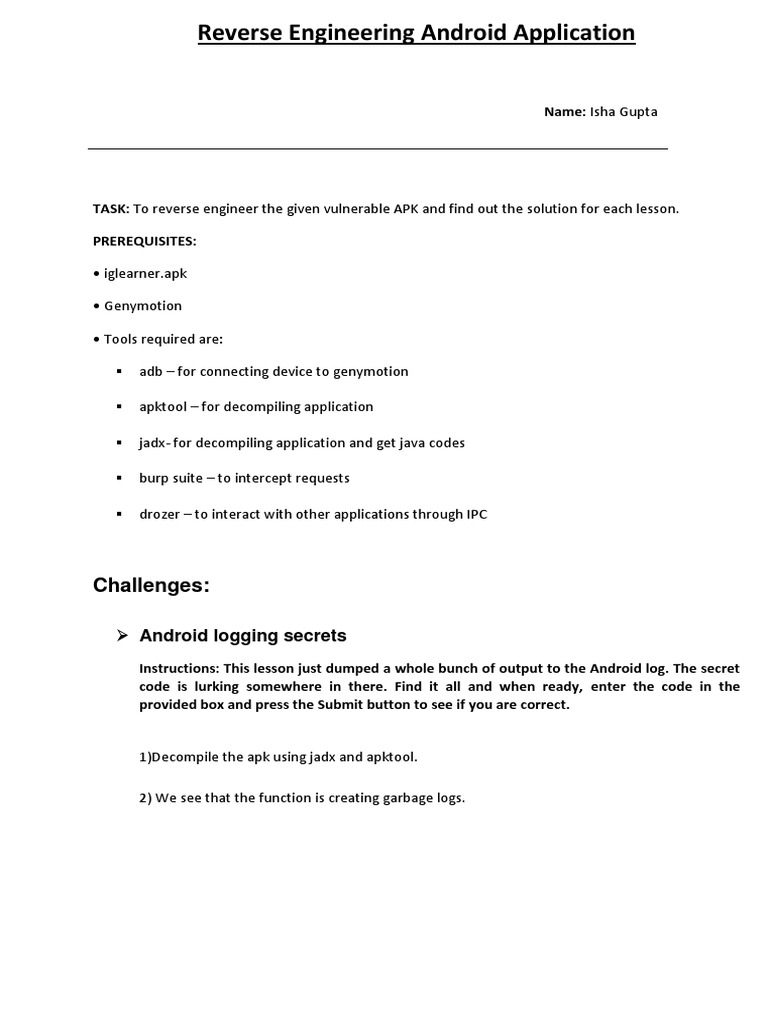 Reverse Engineering Android Application: Challenges | PDF | Proxy ...