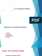 Objectives in Technical Writing
