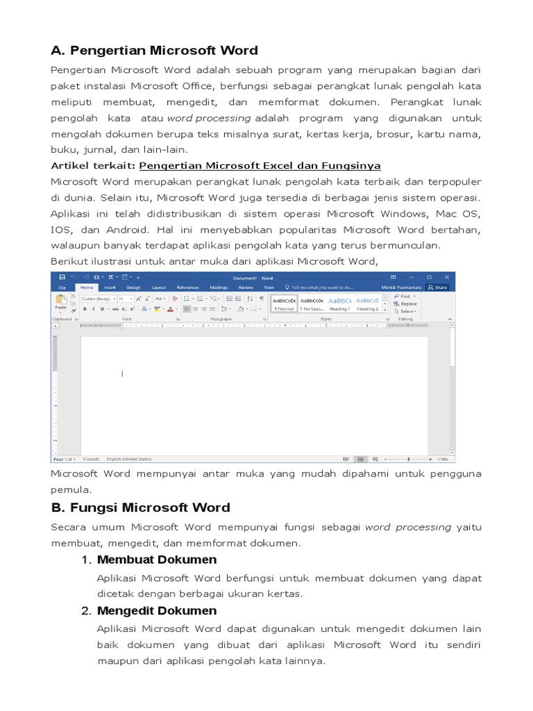 Pengertian dan Fungsi Microsoft Word | PDF