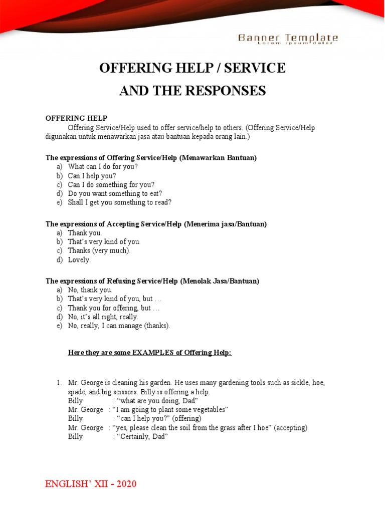 Offering Help and Responses in English | PDF | Language Arts & Discipline