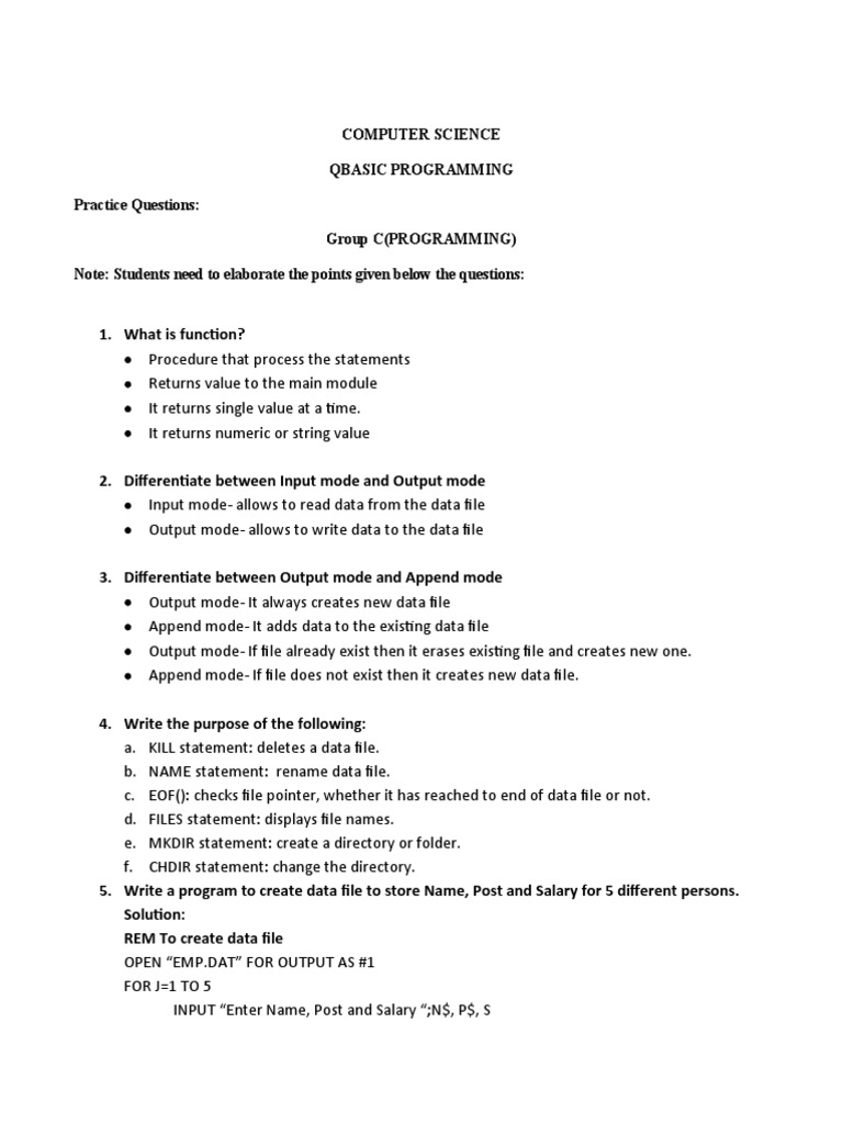 QBASIC Programming Practice Guide | PDF | Technology & Engineering