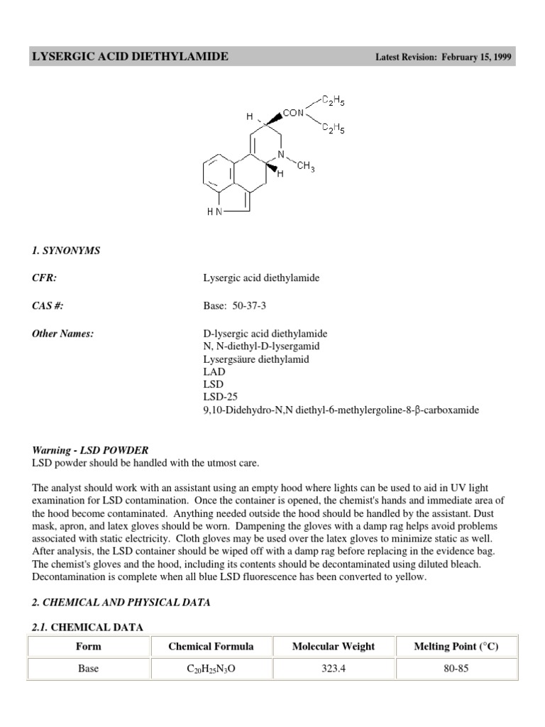 LSD Analysis and Handling Guidelines | PDF | Lysergic Acid Diethylamide ...