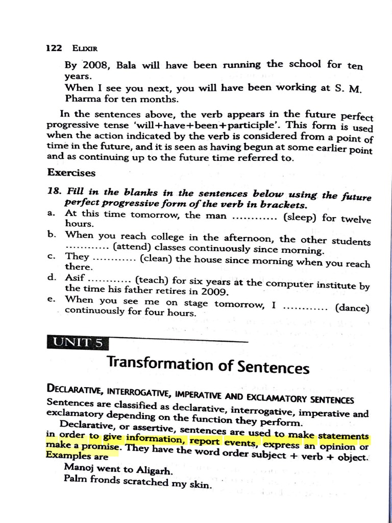 Future Perfect Progressive and Sentence Types | PDF | Clause | Sentence ...