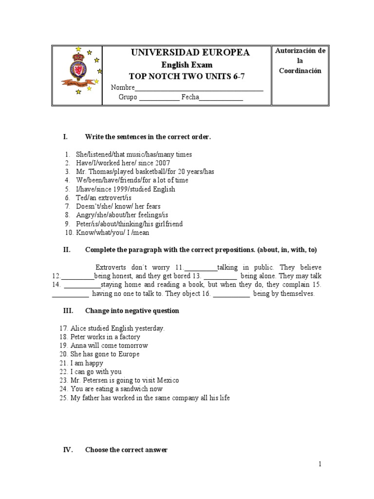 Top Notch 2 Units 7. 8 PDF Extraversion And Introversion