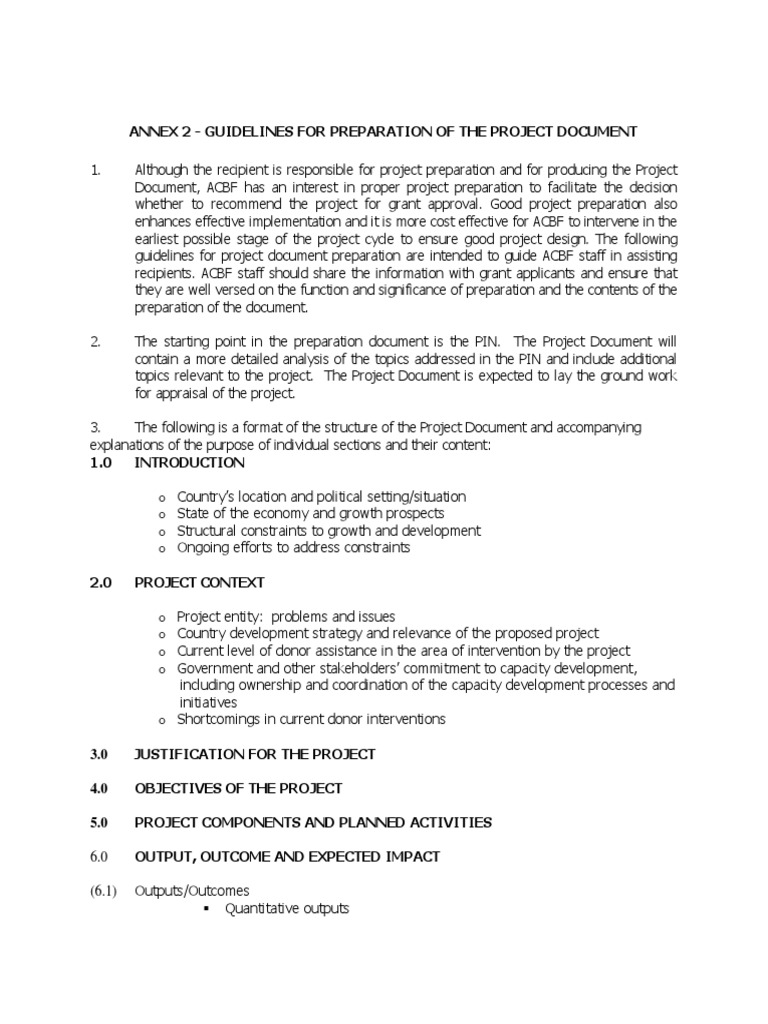 Project Document Preparation Guidelines | PDF | Capacity Building ...