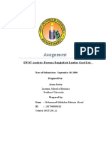 Assignment: SWOT Analysis: Fortuna Bangladesh Leather Good LTD