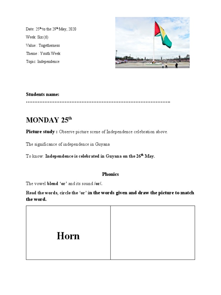 Independence Week Activities Overview | PDF | Social Science | Language ...