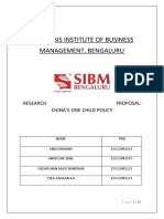 Symbiosis Institute of Business Management, Bengaluru: Research Proposal: China'S One Child Policy