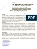 University Students' Beliefs, Perceptions and Attitudes Towards Communicative Language Teaching