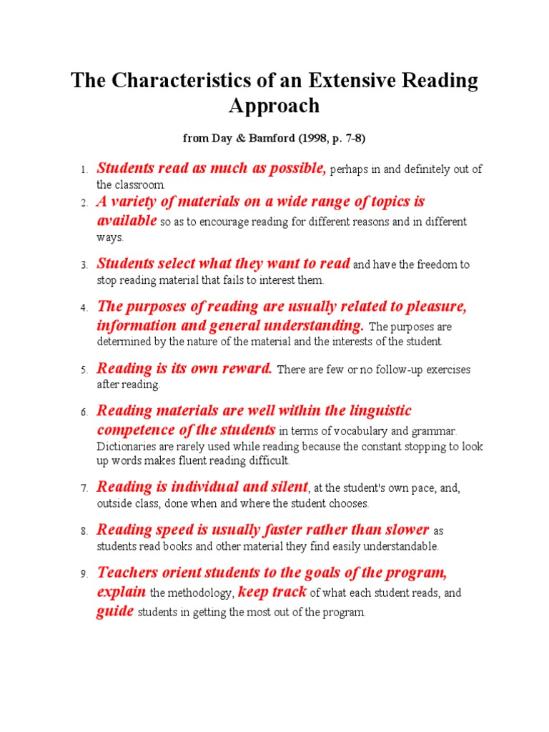 Key Traits of Extensive Reading Approach | PDF | Career & Growth