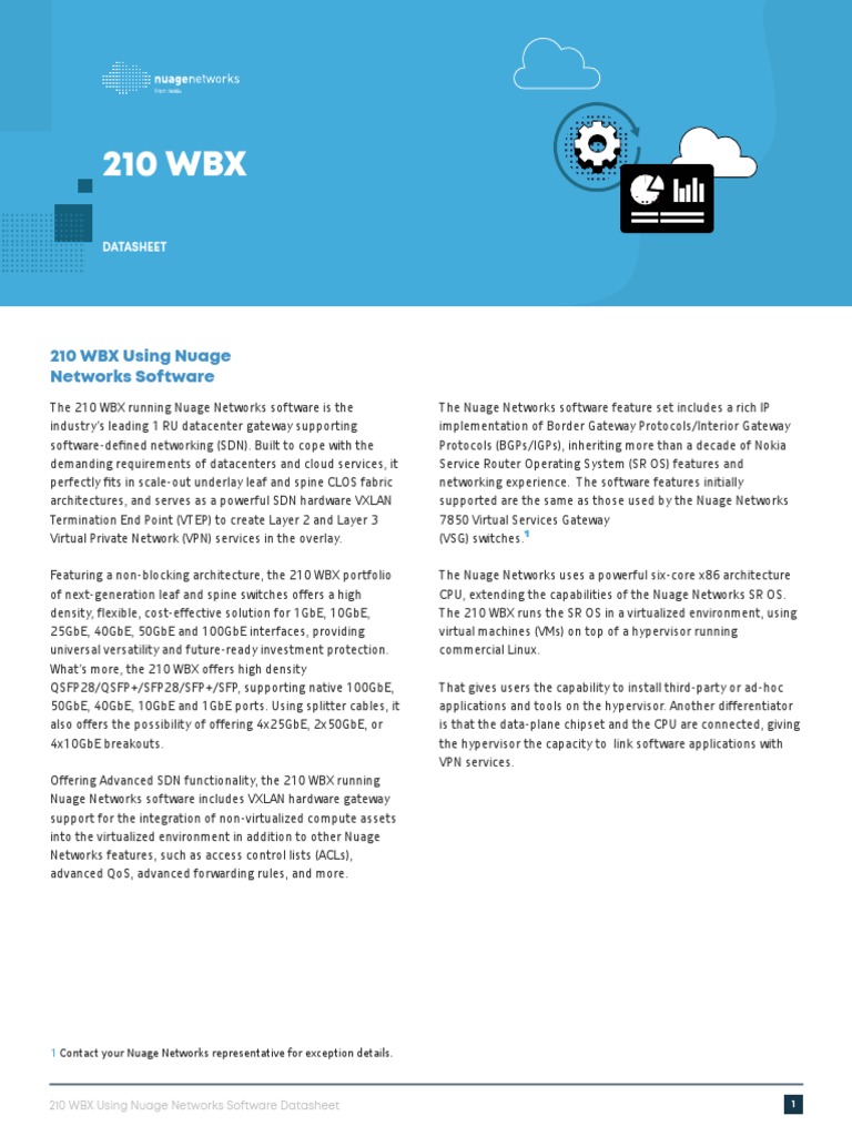 210 WBX Using Nuage Networks Software: Datasheet | PDF | Computer ...