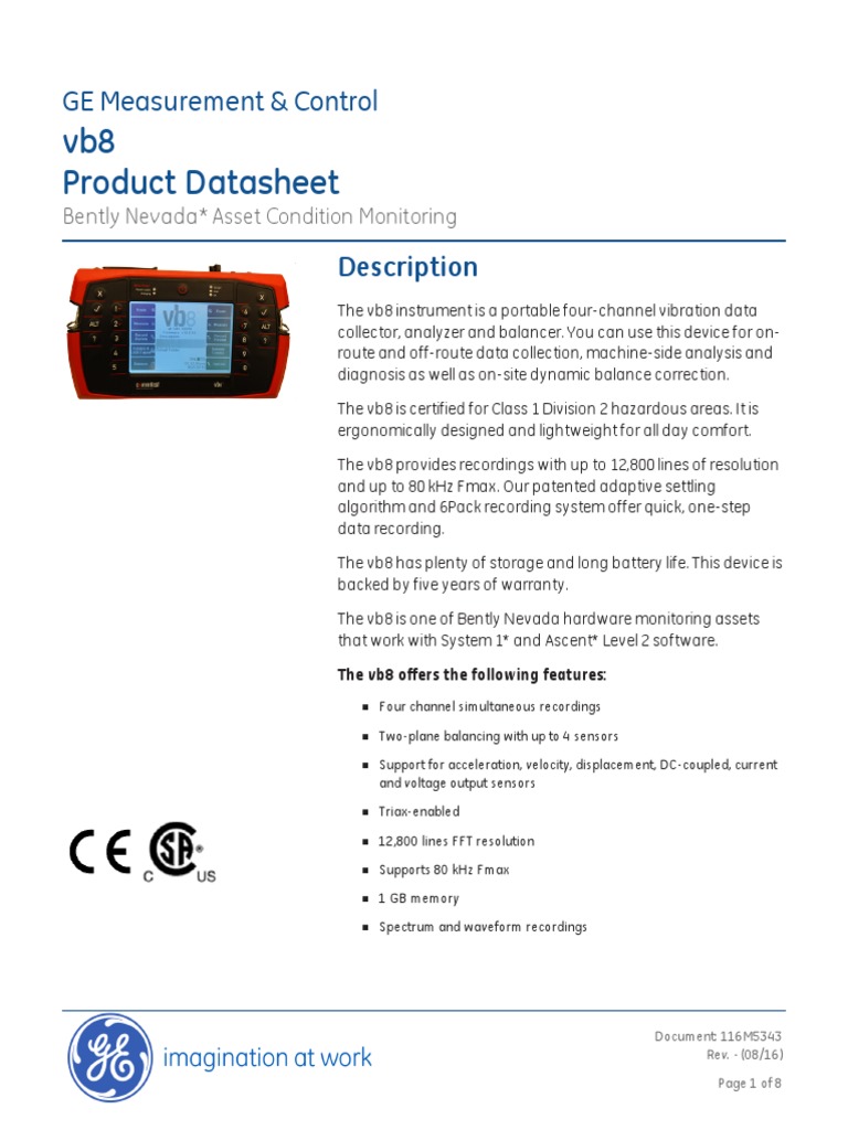Vb8 product datasheet ge measurement control pdf