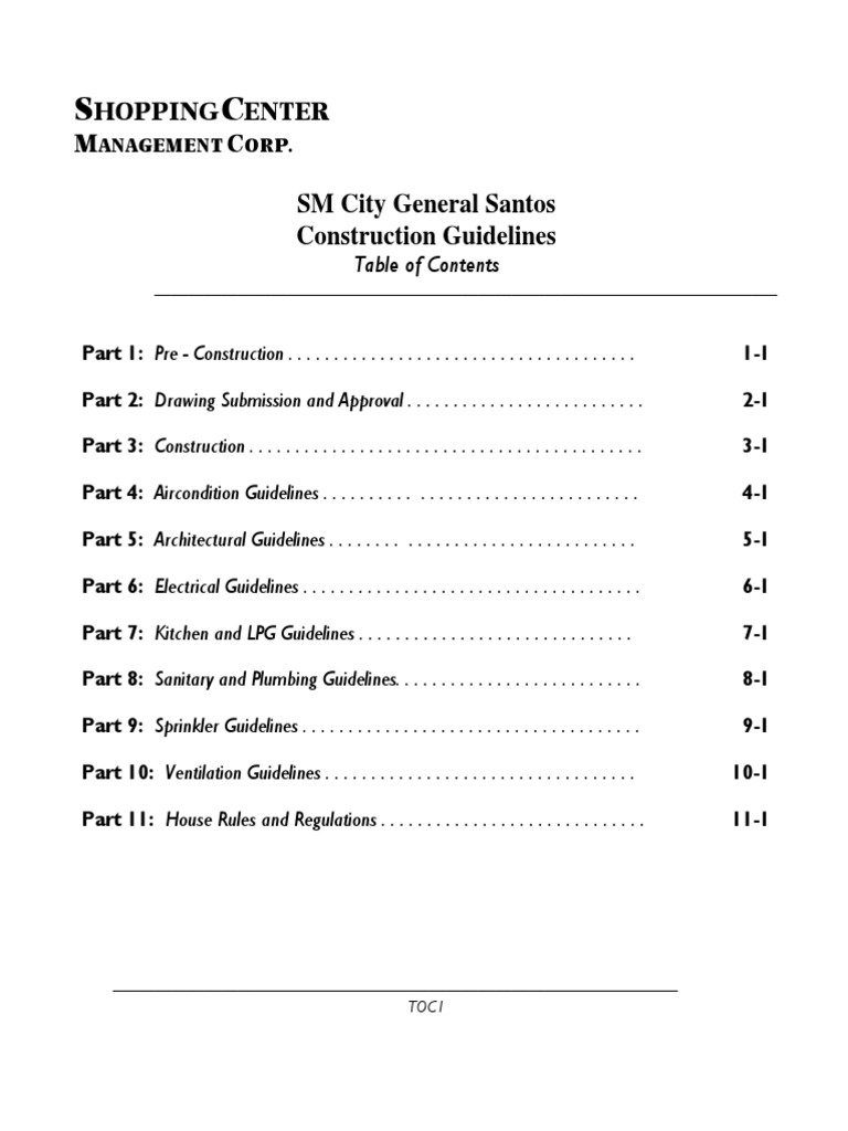 SM City Gensan Construction Guidelines | PDF | Duct (Flow) | Electrical ...