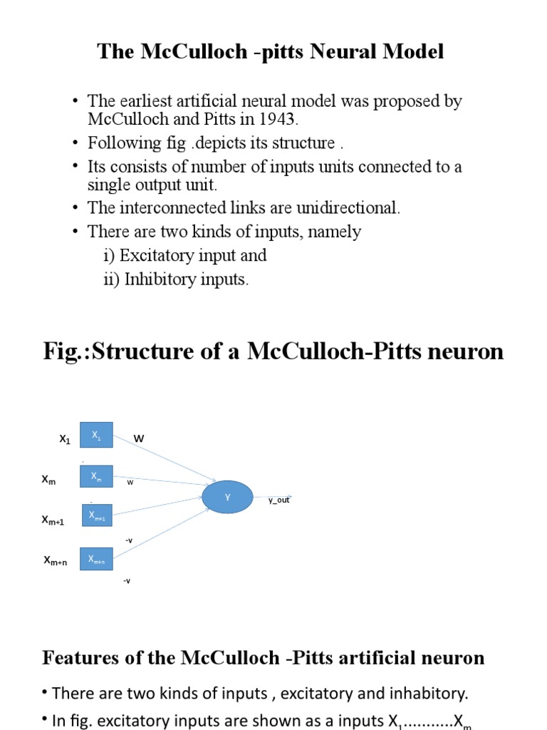 McCulloch-Pitts Neuron Model Overview | PDF | Nervous System | Cognition