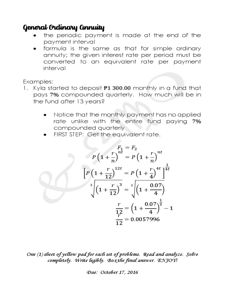 Annuity Problem Solving Guide | PDF | Interest | Loans