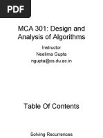 MCA 301: Design and Analysis of Algorithms: Instructor Neelima Gupta Ngupta@cs - Du.ac - in