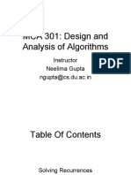 MCA 301: Design and Analysis of Algorithms Recurrence Relations