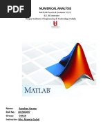 Numerical Analysis: MATLAB Practical (Autumn 2020) B.E. III Semester Thapar Institute of Engineering & Technology Patiala