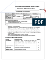 COMSATS University Islamabad, Lahore Campus: Assignment No. 01 - Spring 2019