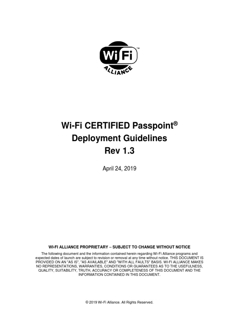 WiFi CERTIFIED Passpoint Deployment Guidelines v1.3 PDF Wi Fi