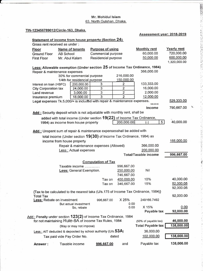 Income Tax Math Examples
