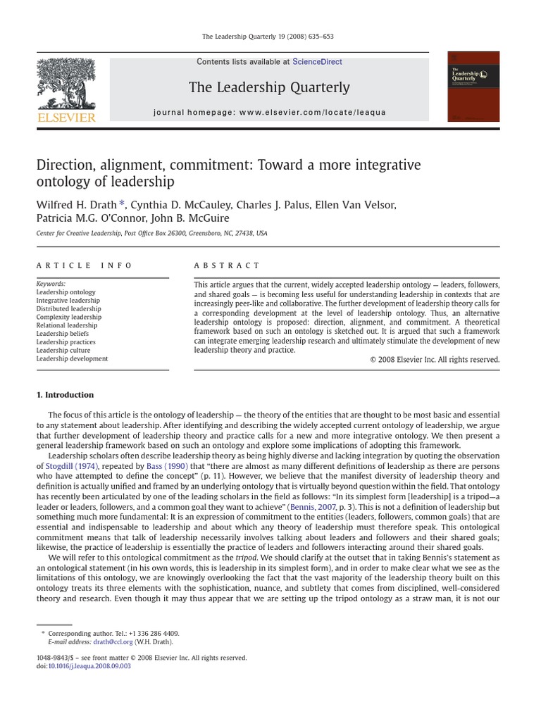 The Leadership Quarterly PDF Reductionism Leadership