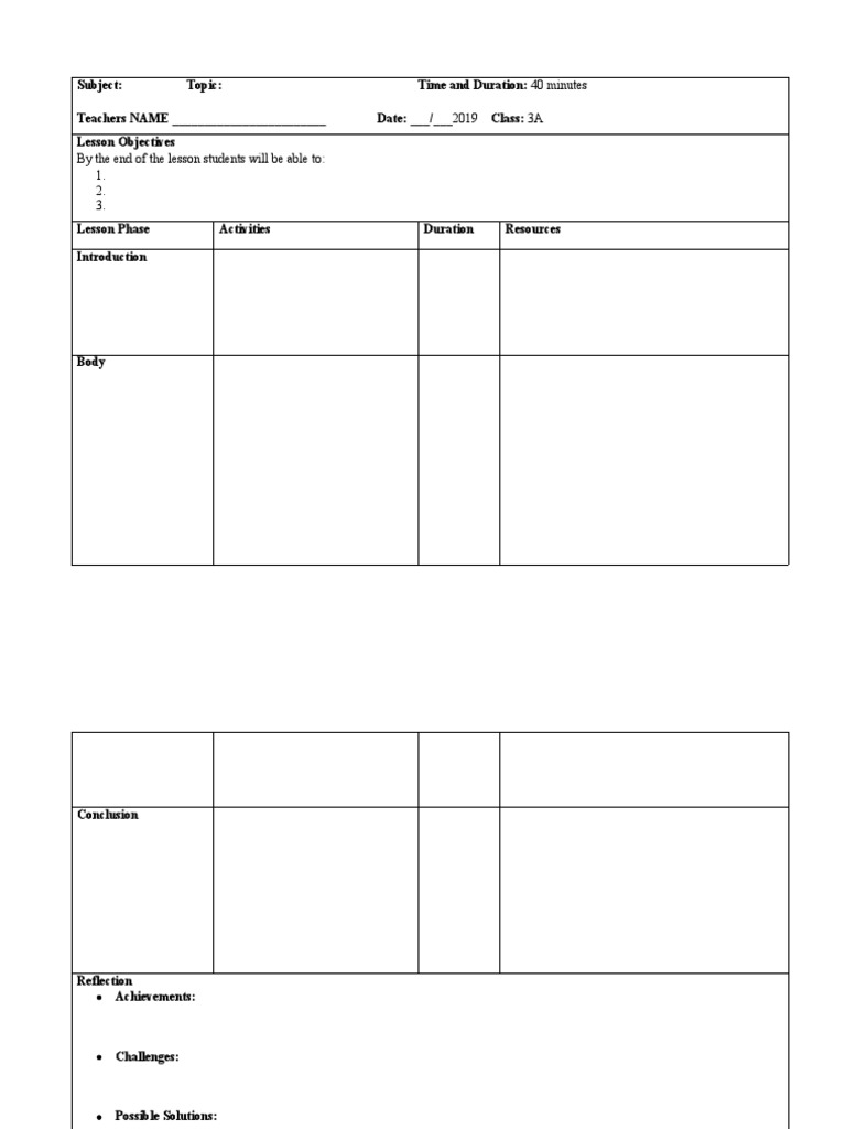 Lesson Plan For English Teacher Pdf Lesson Plan Cognition