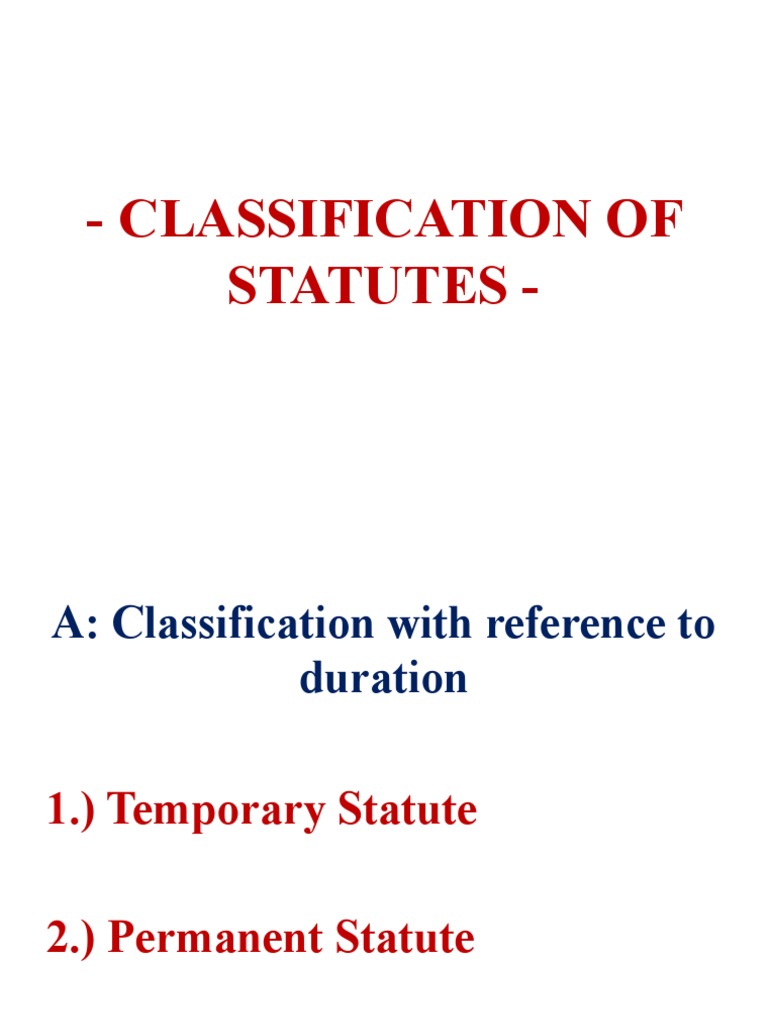 Classification of Statutes PDF