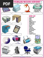 Office Objects Vocabulary Matching Exercise Worksheets For Kids