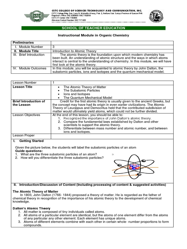 Instructional Module In: School of Teacher Education | PDF | Atomic ...