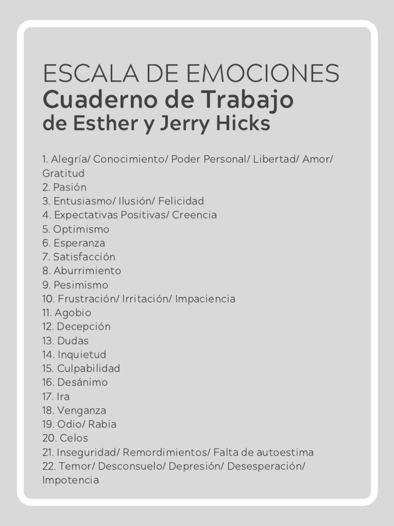 Escala de Emociones de Hicks | PDF | Relaciones personales, crianza y ...