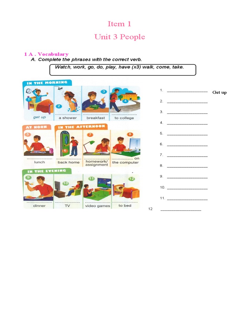 Unit 3 People Handout 1 Vocabulary | PDF