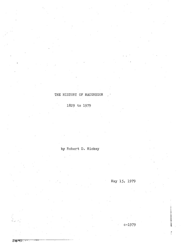 History of MacGregor 1829 To 1979 by