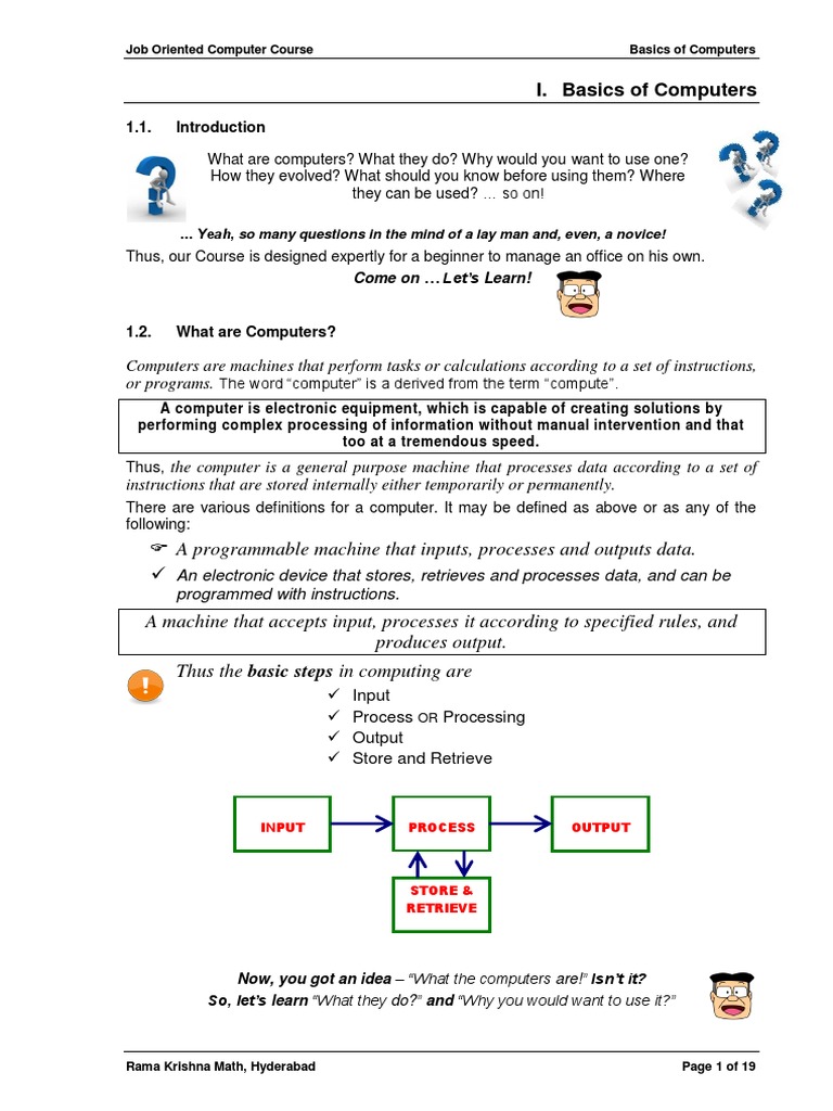 01 Basics of Computers PDF | PDF | Computer Data Storage | World Wide Web