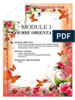 Course Orientation: Module Objective