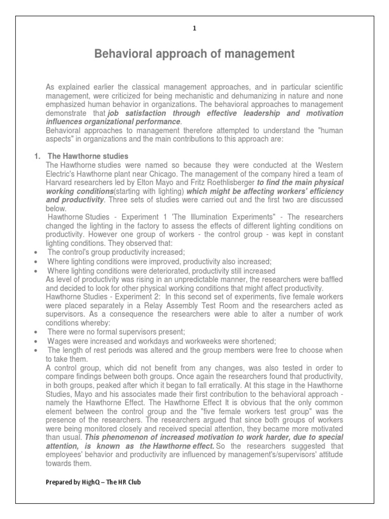 Behavioral Approach of Management | PDF | Motivation | Motivational