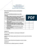 School of Reed Ahfad University For Women Final Exam Fifth Year Special Groups in Development