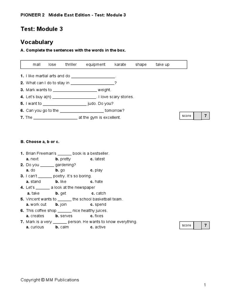 Test: Module 3 Vocabulary | PDF | Human Communication | Linguistic Typology